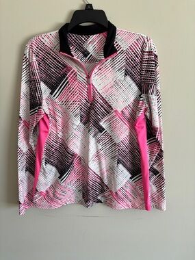 White Label Geometric Zip-Top with Neon Pink Accents